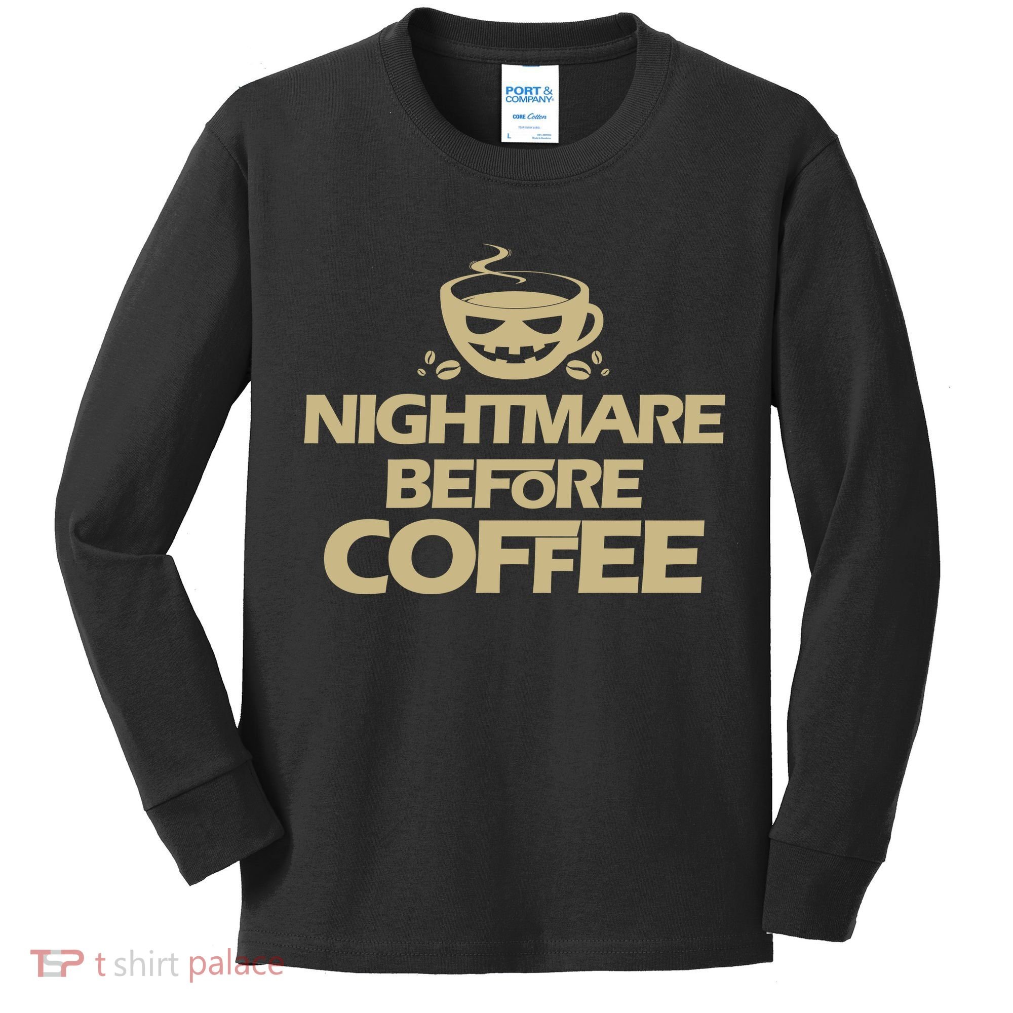 Nightmare Before Coffee Halloween Kids Long Sleeve Shirt