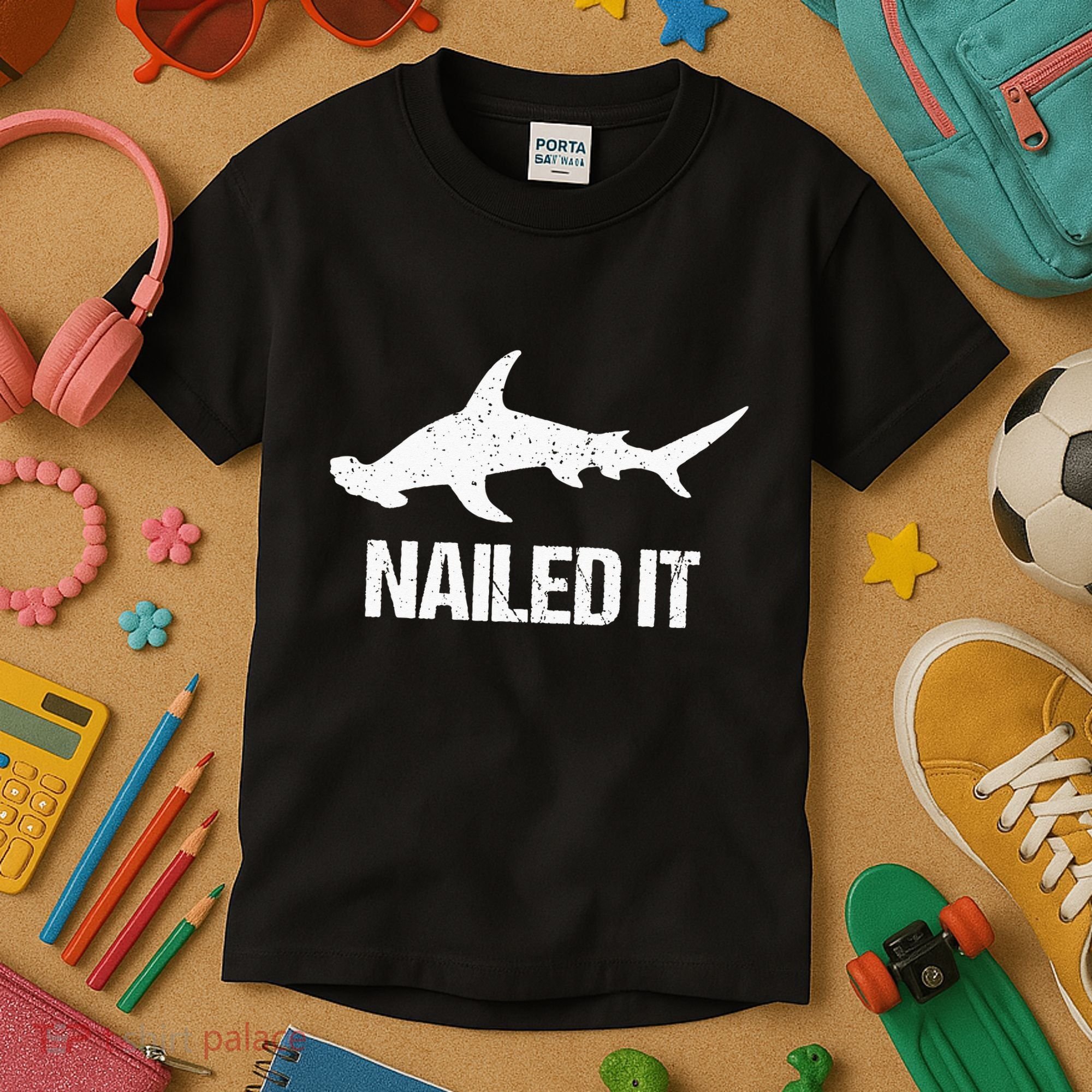Nailed It Hammerhead Shark Tee Funny Shark Kids T-Shirt