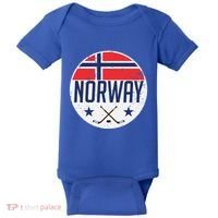Norway Ice Hockey Flag Jersey Supporter Nordic Fan Gift Cool Gift Baby Bodysuit thumb 0