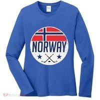 Norway Ice Hockey Flag Jersey Supporter Nordic Fan Gift Cool Gift Women's Long Sleeve Shirt thumb 0