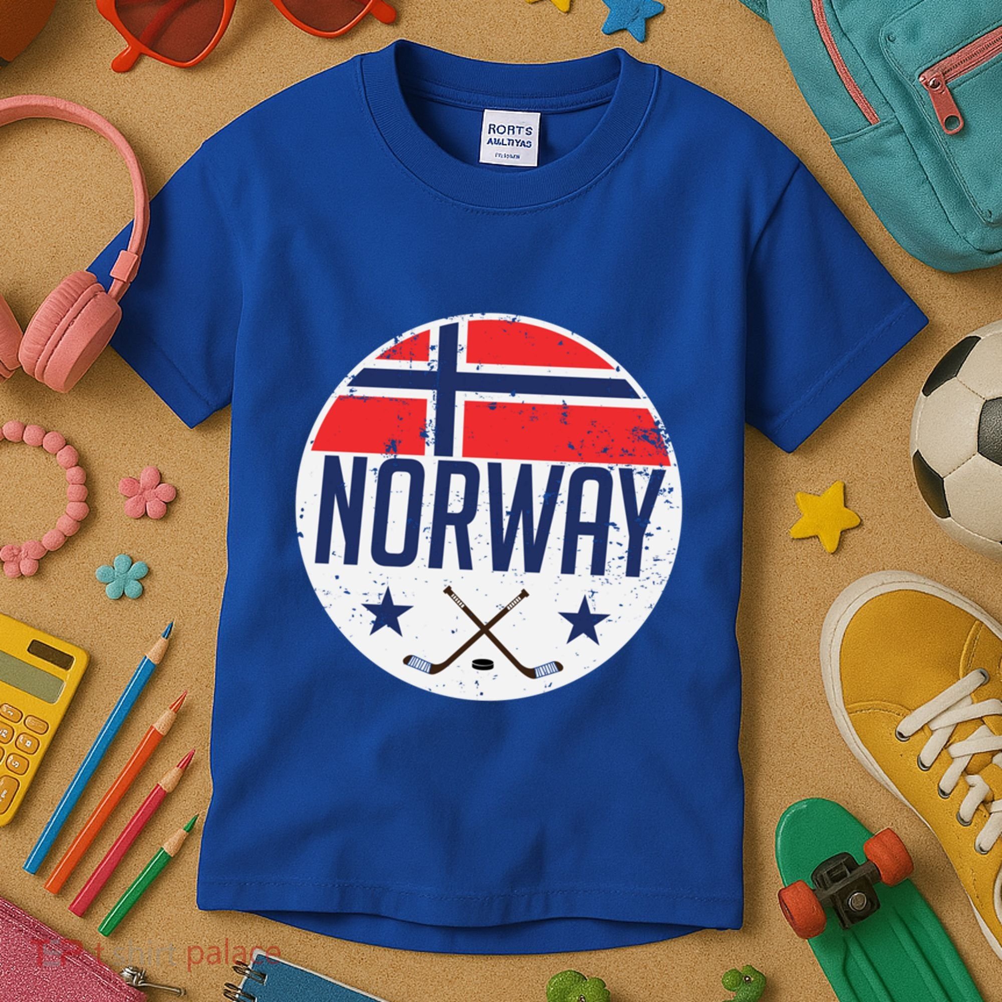 Norway Ice Hockey Flag Jersey Supporter Nordic Fan Gift Cool Gift Kids T-Shirt