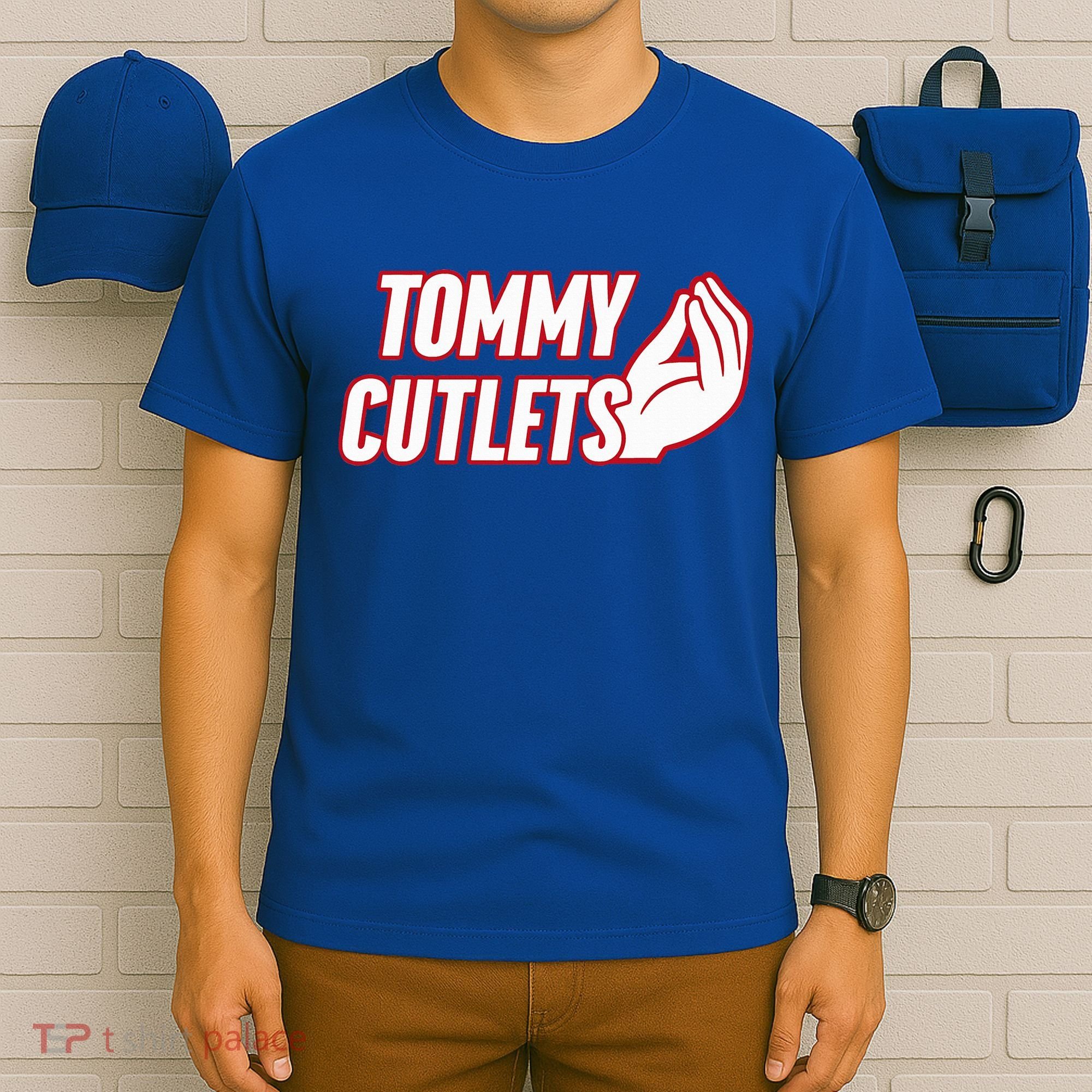 NY Italian Hand Gesture Tommy Cutlets Football Quarterback  T-Shirt