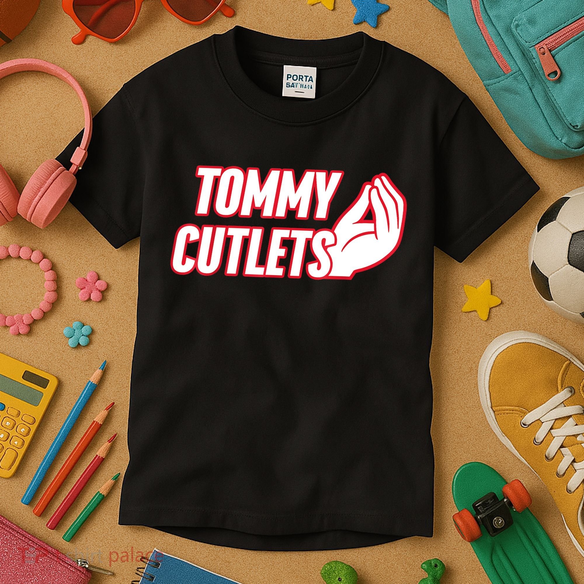 Ny Italian Hand Gesture Tommy Cutlets Football Quarterback Kids T-Shirt