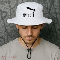 Nailed It Hammer And Nail Woodworking Carpentry Bucket Hat thumb 2