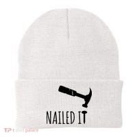 Nailed It Hammer And Nail Woodworking Carpentry Beanie thumb 0
