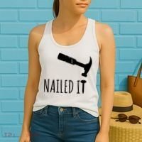Nailed It Hammer And Nail Woodworking Carpentry Women's Tank Top thumb 2