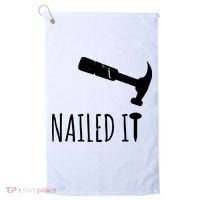 Nailed It Hammer And Nail Woodworking Carpentry Golf Towel thumb 0