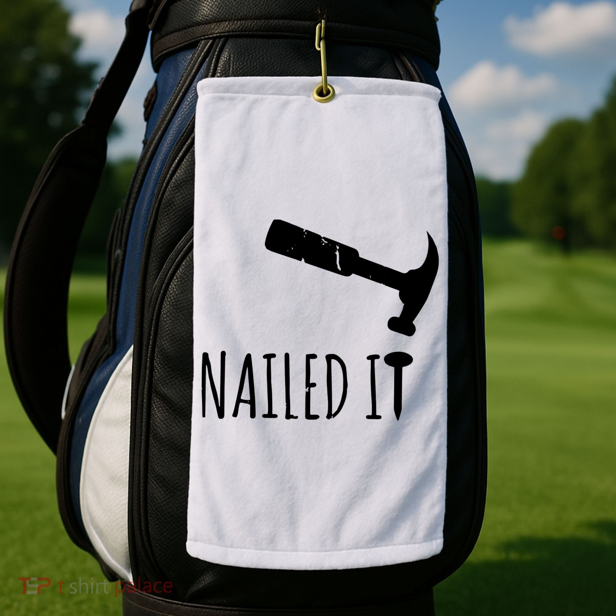 Nailed It Hammer And Nail Woodworking Carpentry Golf Towel