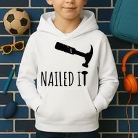 Nailed It Hammer And Nail Woodworking Carpentry Kids Hoodie thumb 2