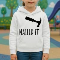 Nailed It Hammer And Nail Woodworking Carpentry Kids Hoodie thumb 3