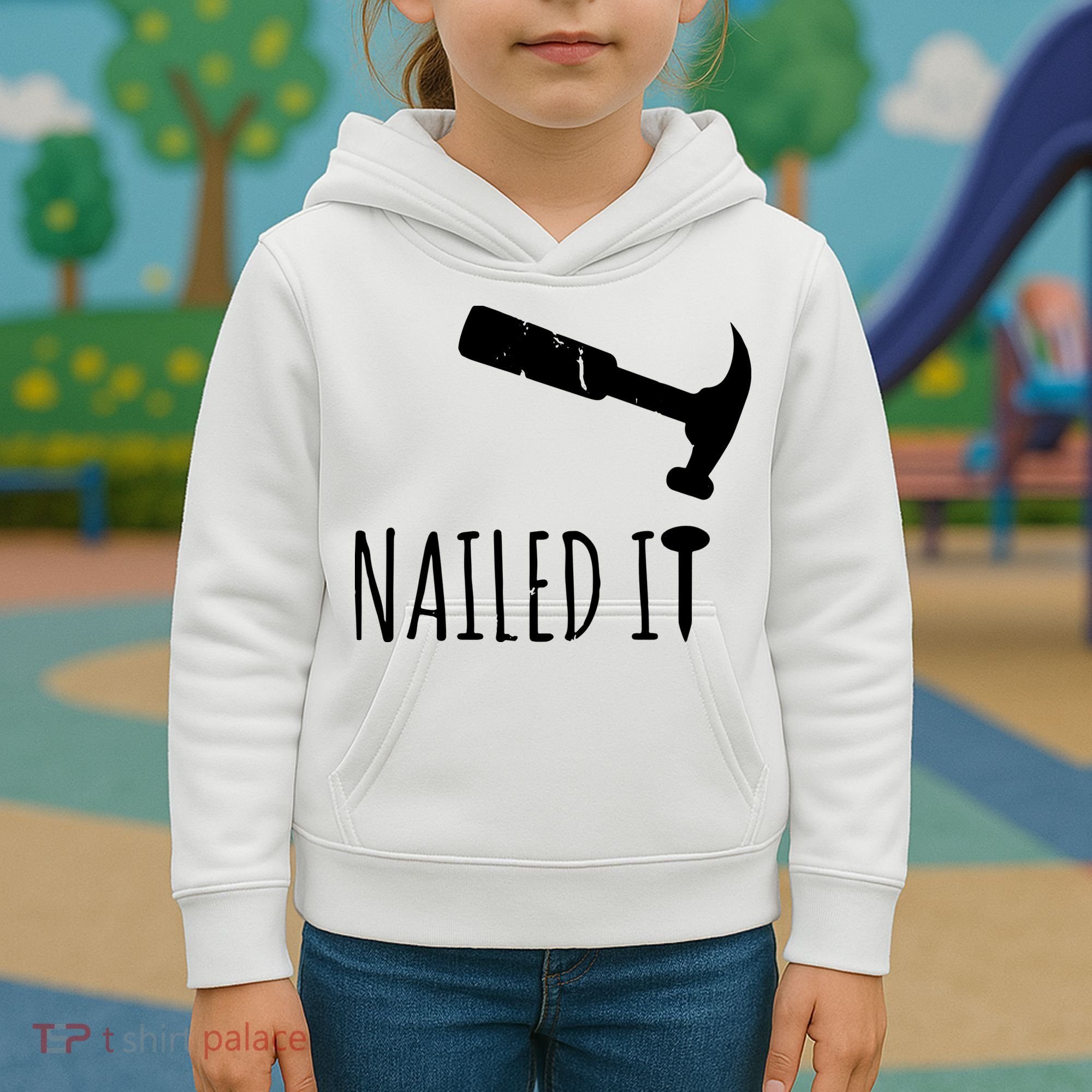 Nailed It Hammer And Nail Woodworking Carpentry Kids Hoodie