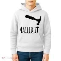 Nailed It Hammer And Nail Woodworking Carpentry Kids Hoodie thumb 4