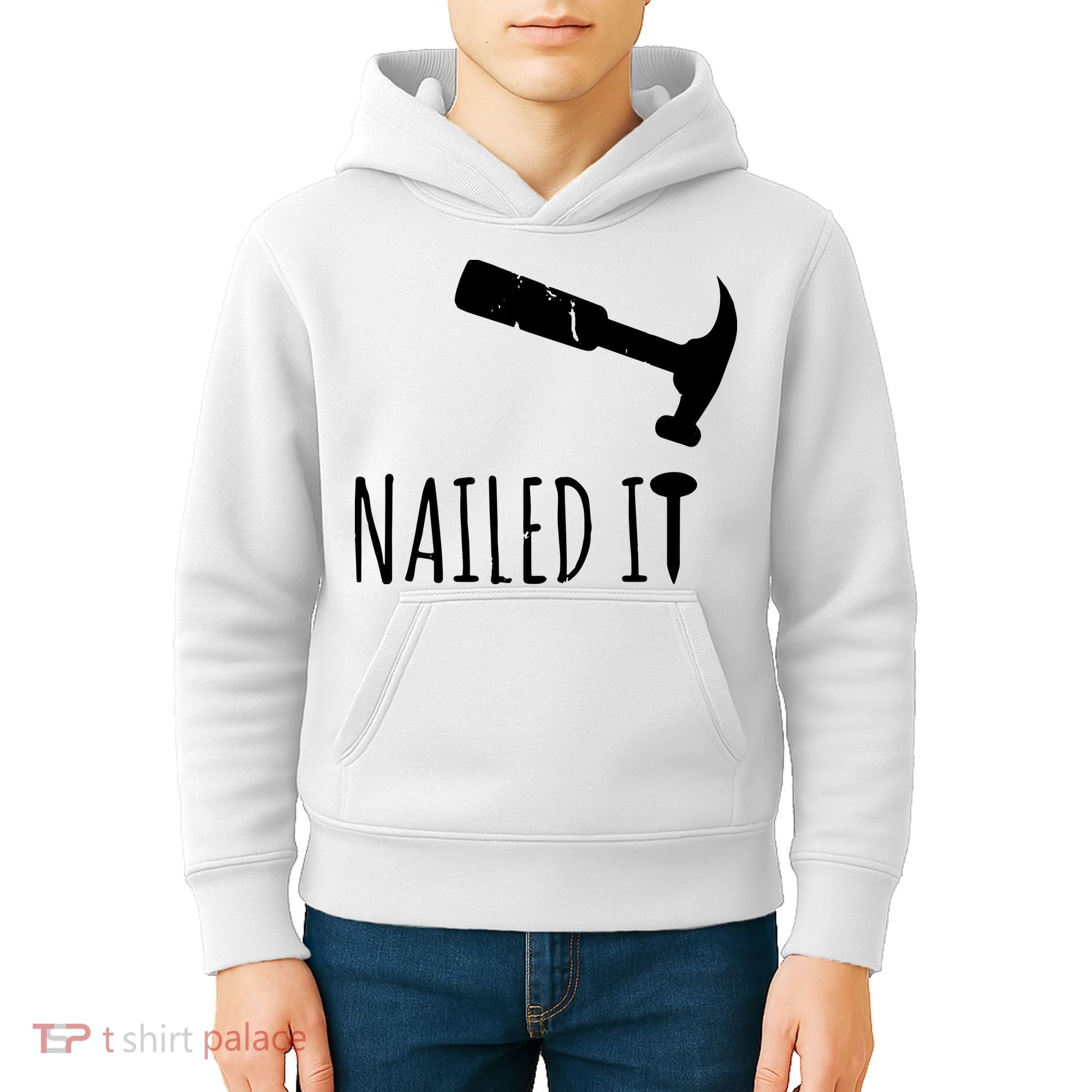 Nailed It Hammer And Nail Woodworking Carpentry Kids Hoodie