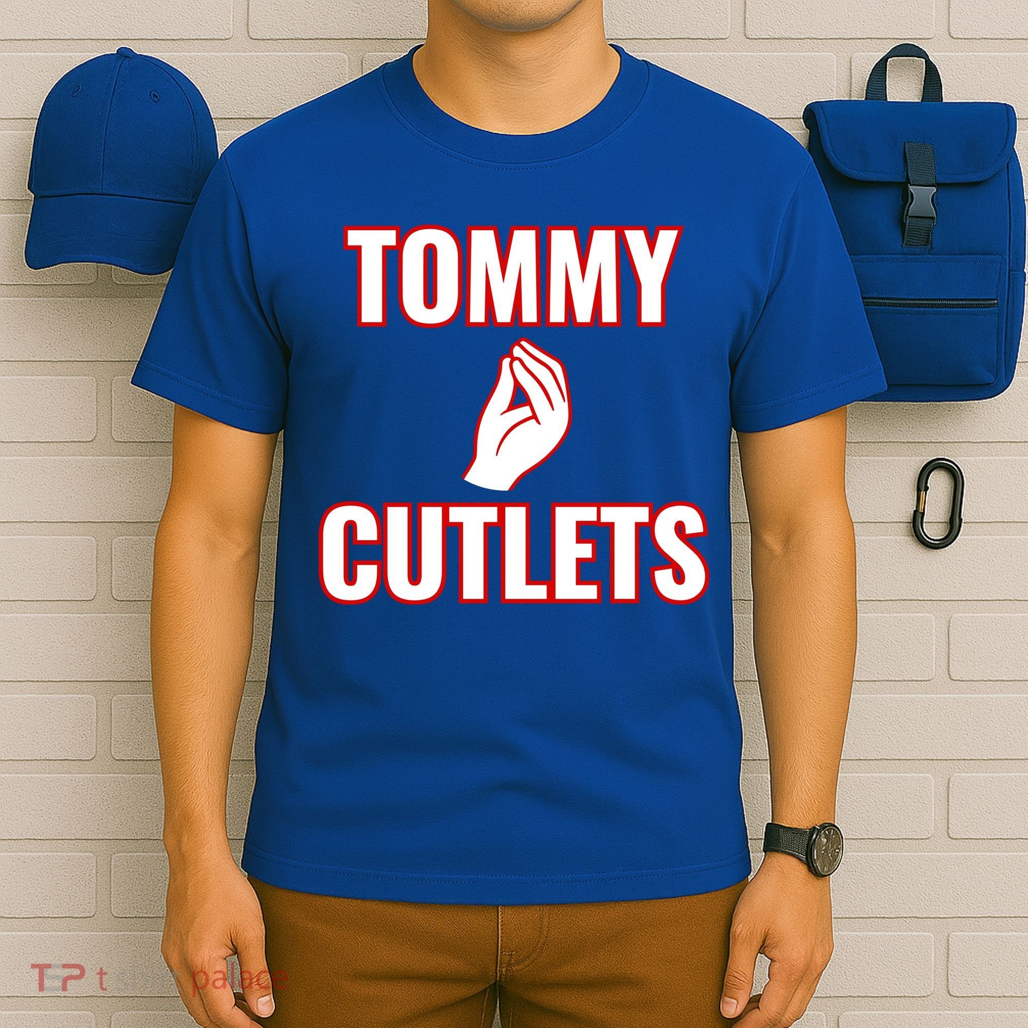 Ny Italian Hand Gesture Tommy Cutlets Football Quarterback T-Shirt