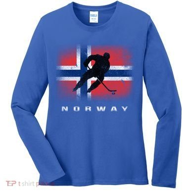 Norway Ice Hockey Norwegian Flag Norge Gift Women's Long Sleeve Shirt