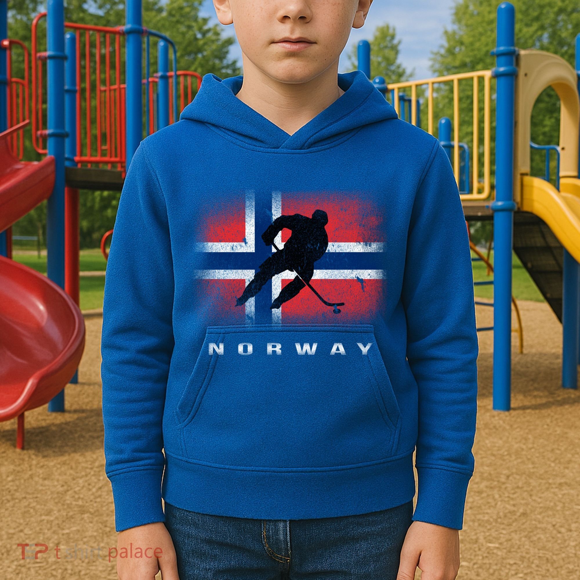 Norway Ice Hockey Norwegian Flag Norge Gift Kids Hoodie