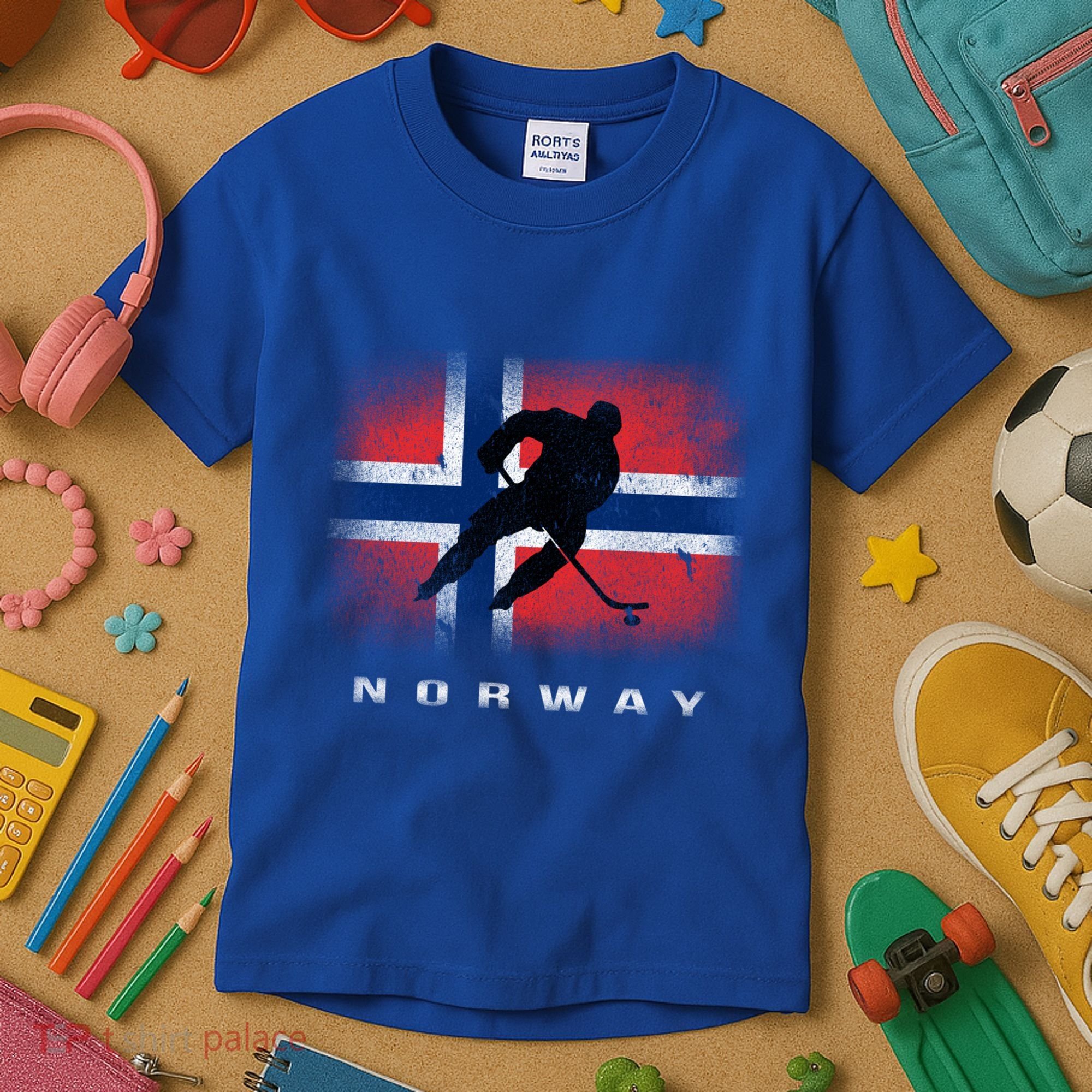 Norway Ice Hockey Norwegian Flag Norge Gift Kids T-Shirt