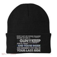 Now I Lay Me Down To Sleep Beside My Bed A Gun I Keep Beanie thumb 0