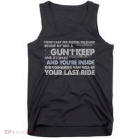Now I Lay Me Down To Sleep Beside My Bed A Gun I Keep Tank Top thumb 0