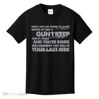 Now I Lay Me Down To Sleep Beside My Bed A Gun I Keep Kids T-Shirt thumb 0