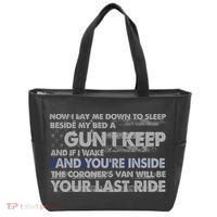 Now I Lay Me Down To Sleep Beside My Bed A Gun I Keep Tote Bag thumb 0