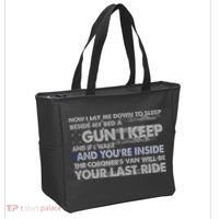 Now I Lay Me Down To Sleep Beside My Bed A Gun I Keep Tote Bag thumb 2