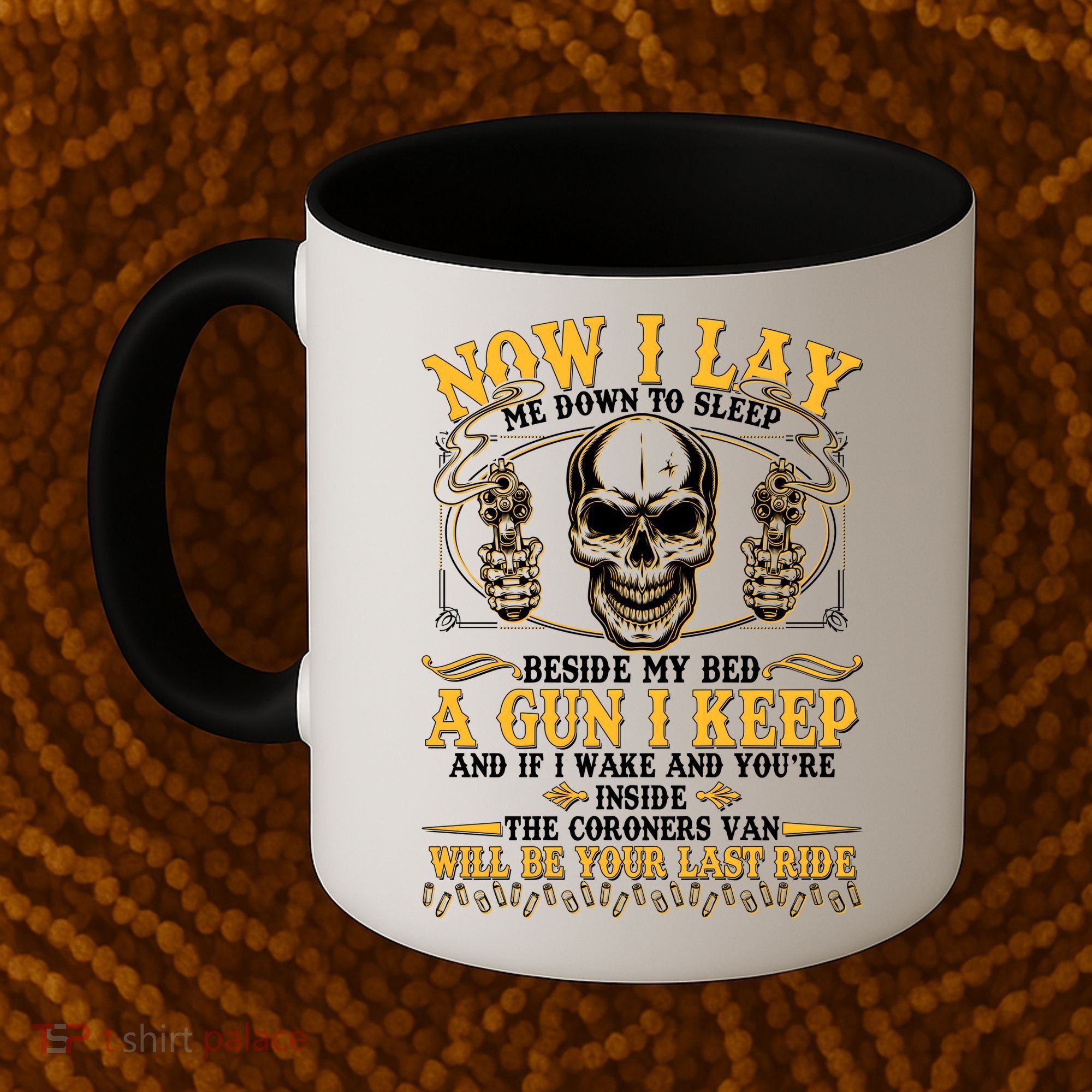 Now I Lay Me Down To Sleep Gun Skull Coffee Mug