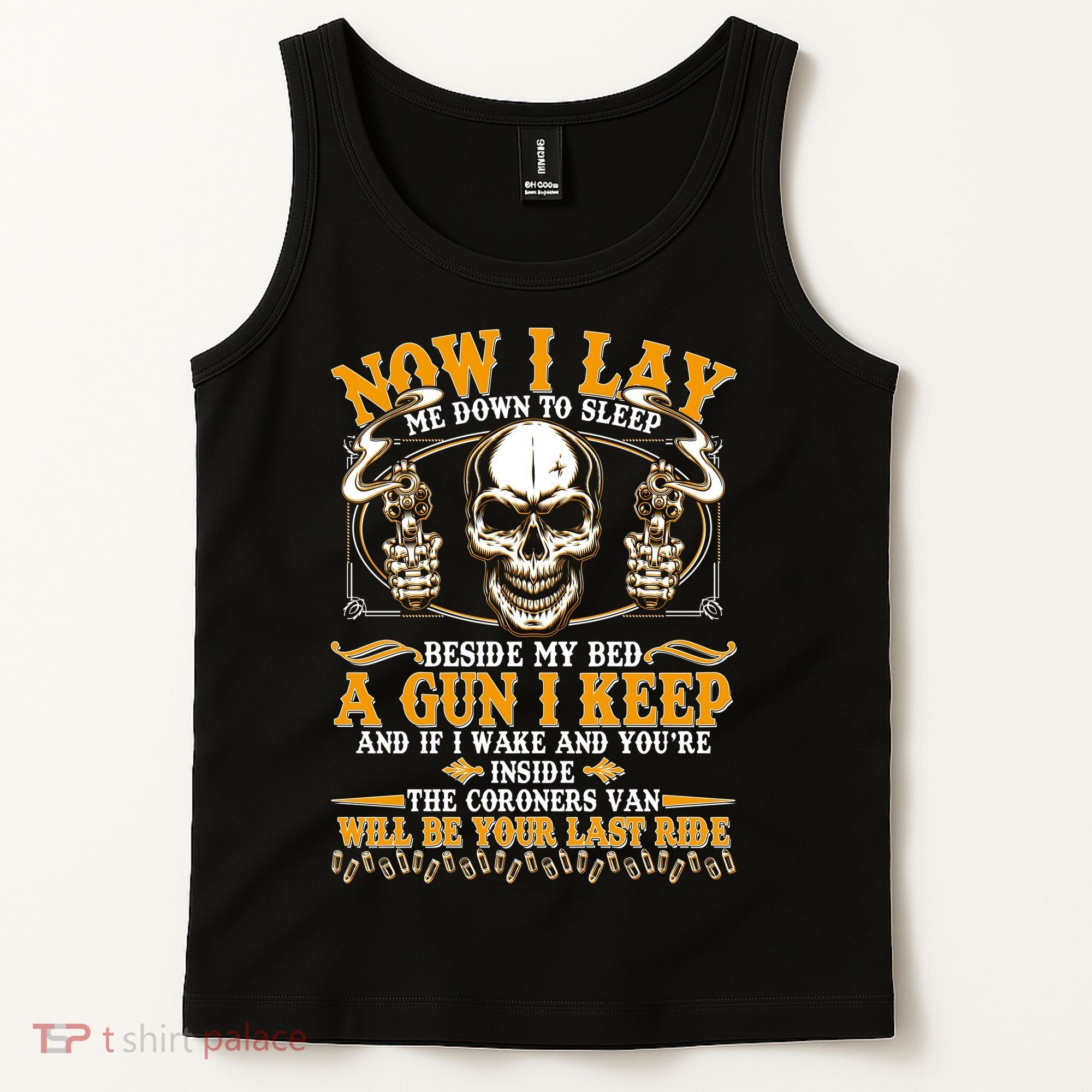 Now I Lay Me Down To Sleep Gun Skull Tank Top