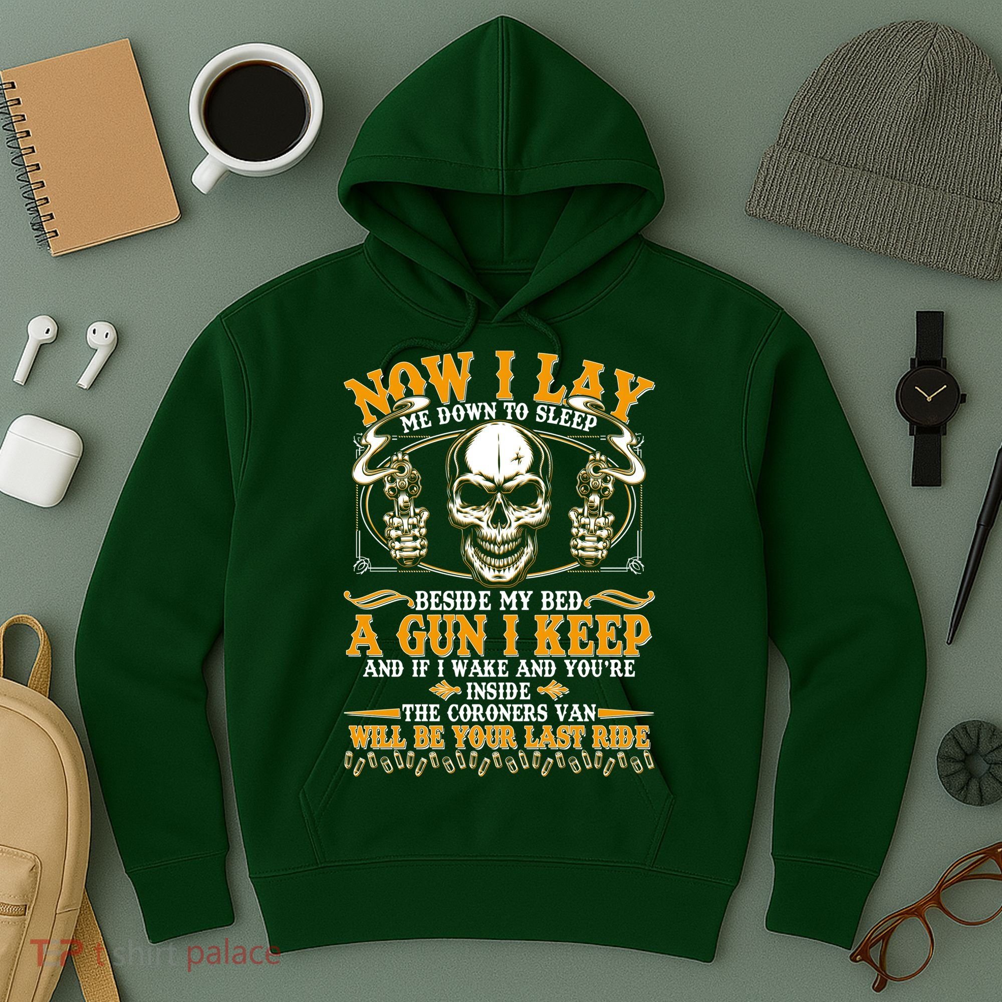 Now I Lay Me Down To Sleep Gun Skull Hoodie