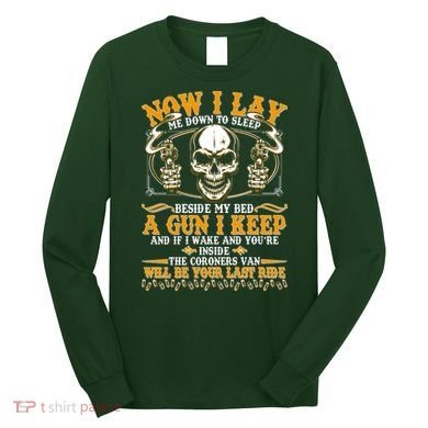 Now I Lay Me Down To Sleep Gun Skull Long Sleeve Shirt