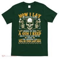 Now I Lay Me Down To Sleep Gun Skull T-Shirt thumb 0
