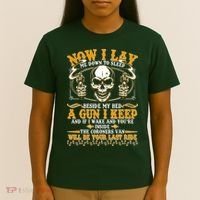 Now I Lay Me Down To Sleep Gun Skull T-Shirt thumb 4