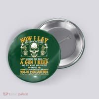 Now I Lay Me Down To Sleep Gun Skull Button thumb 0