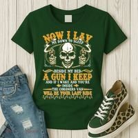 Now I Lay Me Down To Sleep Gun Skull Women's T-Shirt thumb 3