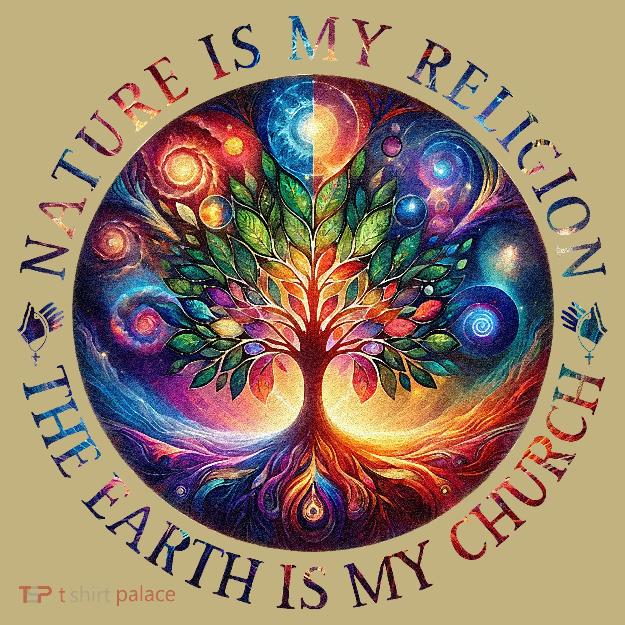 Nature Is My Religion The Earth Is My Church Mandala Tree T-Shirt