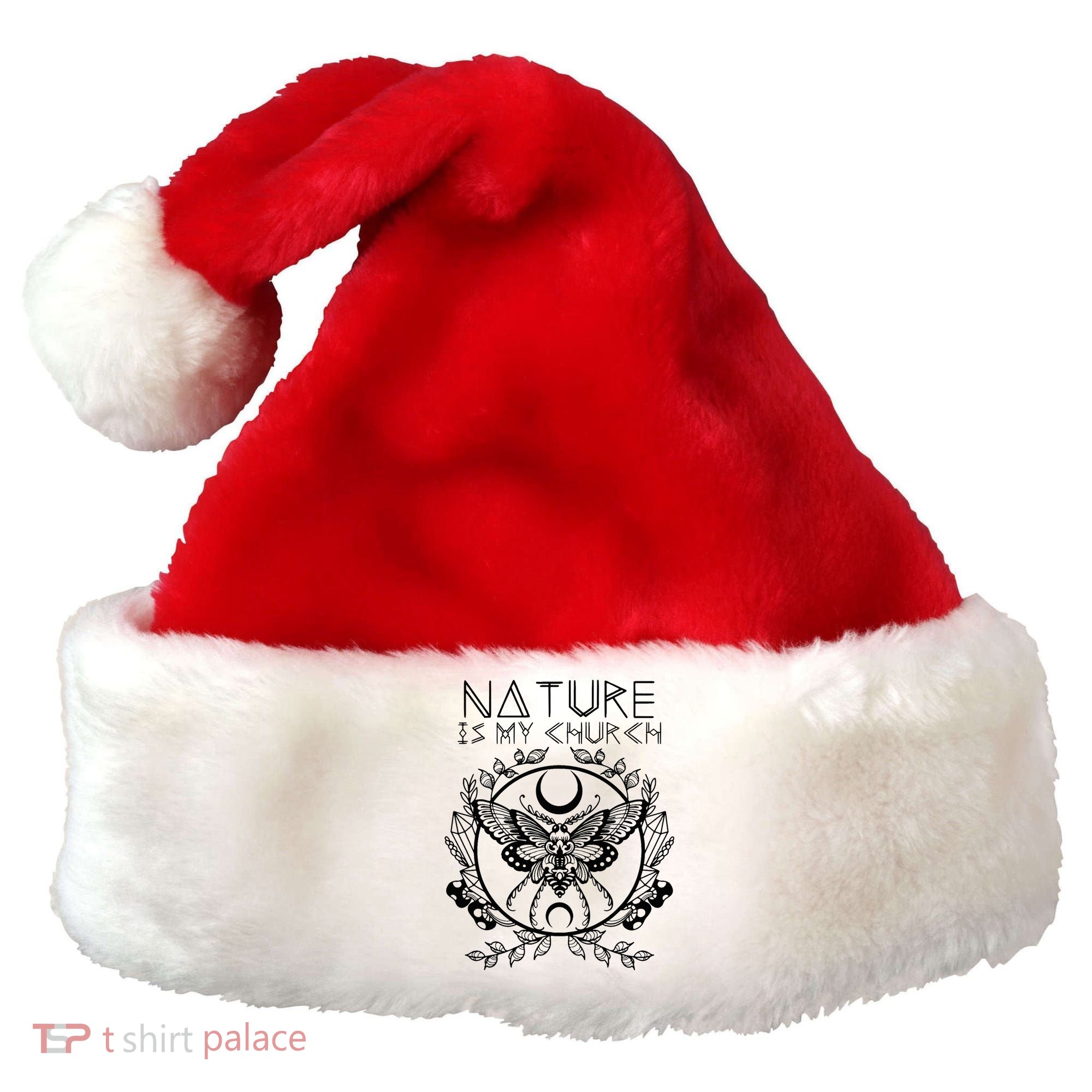 Nature Is My Church Moon Moth Witchcraft Wiccan Witch Santa Hat