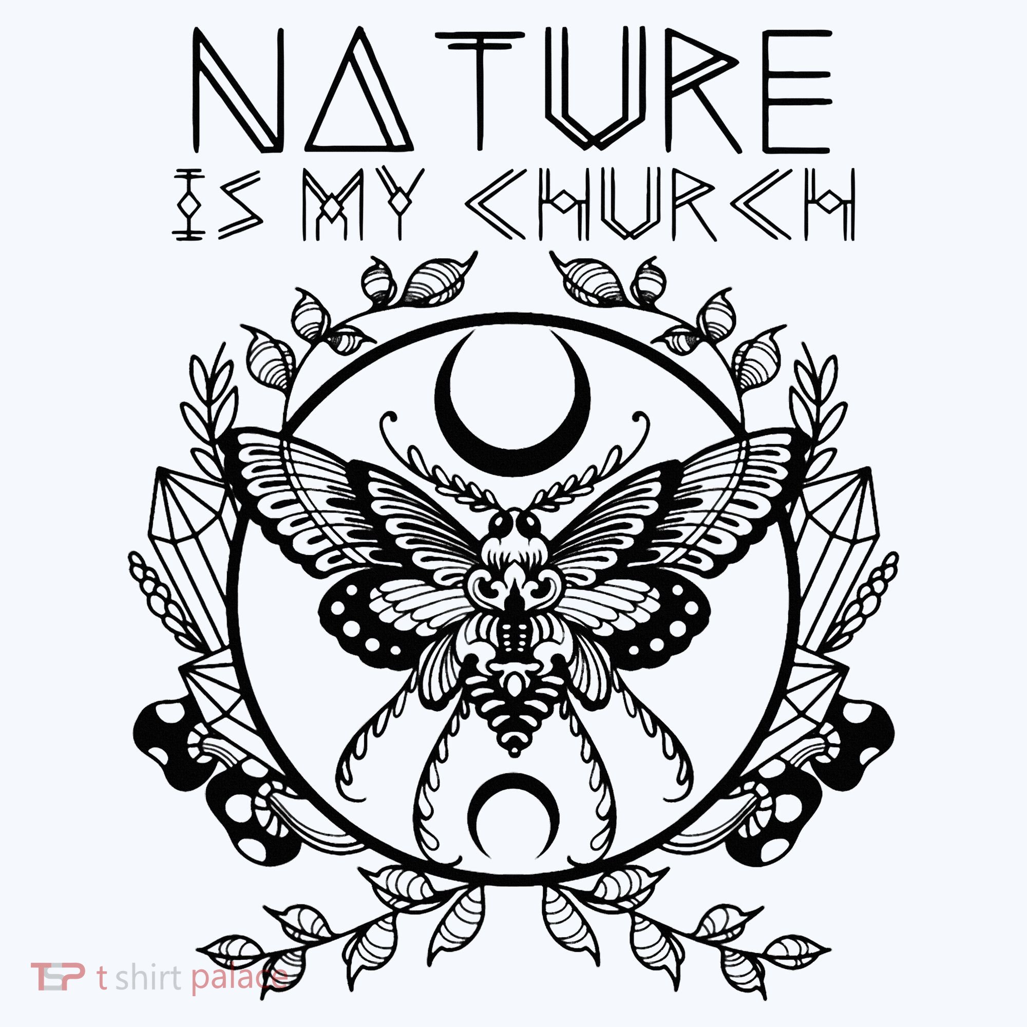 Nature Is My Church Moon Moth Witchcraft Wiccan Witch Bucket Hat