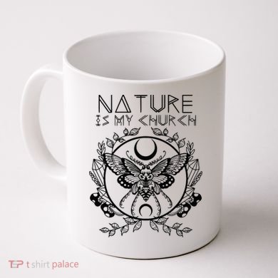 Nature Is My Church Moon Moth Witchcraft Wiccan Witch Coffee Mug