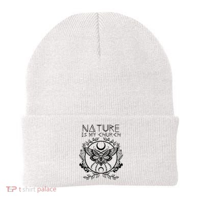 Nature Is My Church Moon Moth Witchcraft Wiccan Witch Beanie