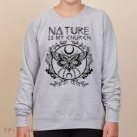 Nature Is My Church Moon Moth Witchcraft Wiccan Witch Women's Sweatshirt thumb 0