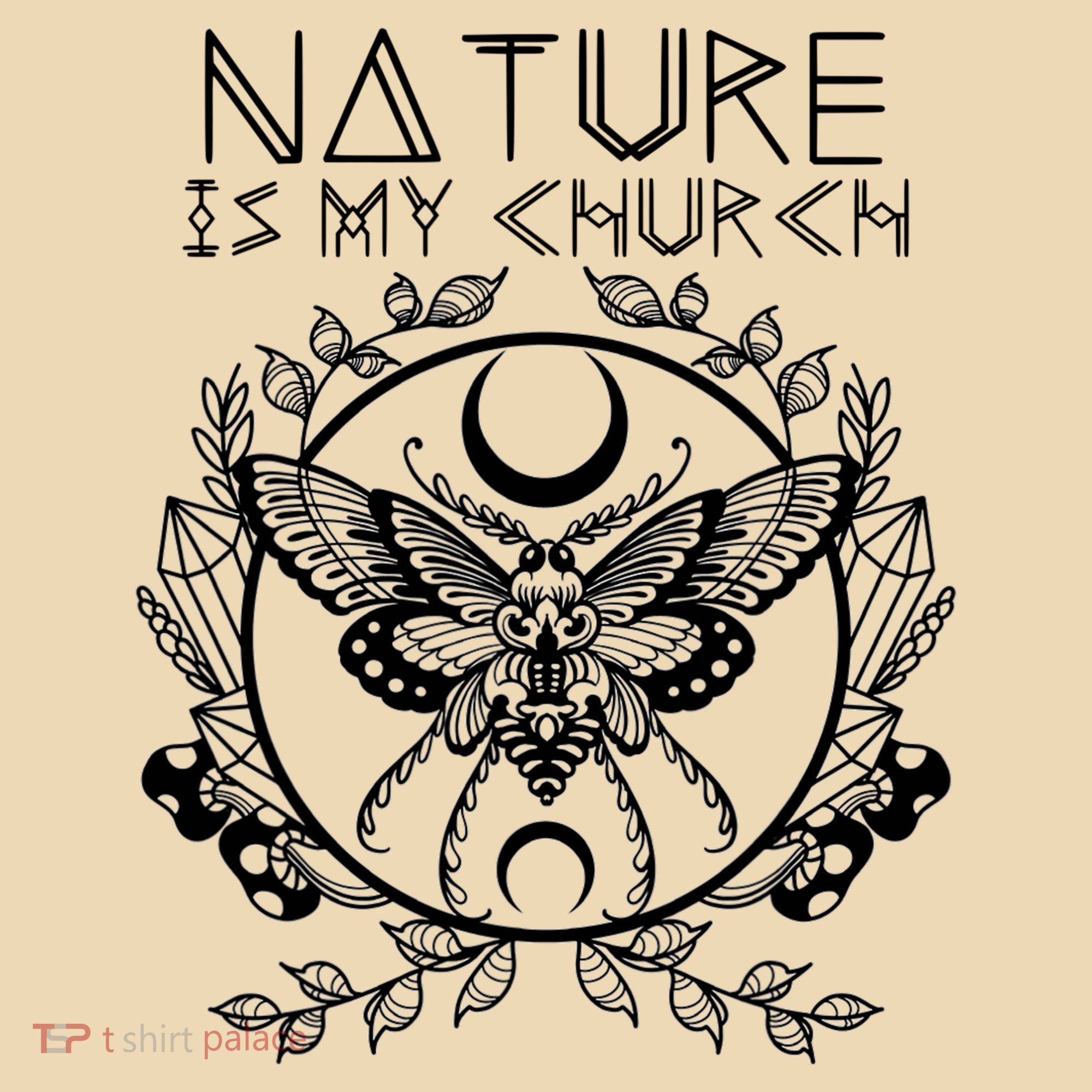 Nature Is My Church Moon Moth Witchcraft Wiccan Witch Tote Bag