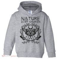 Nature Is My Church Moon Moth Witchcraft Wiccan Witch Toddler Hoodie thumb 0