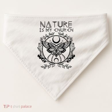 Nature Is My Church Moon Moth Witchcraft Wiccan Witch USA-Made Doggie Bandana