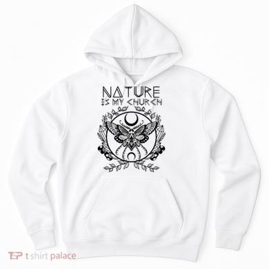 Nature Is My Church Moon Moth Witchcraft Wiccan Witch Hoodie