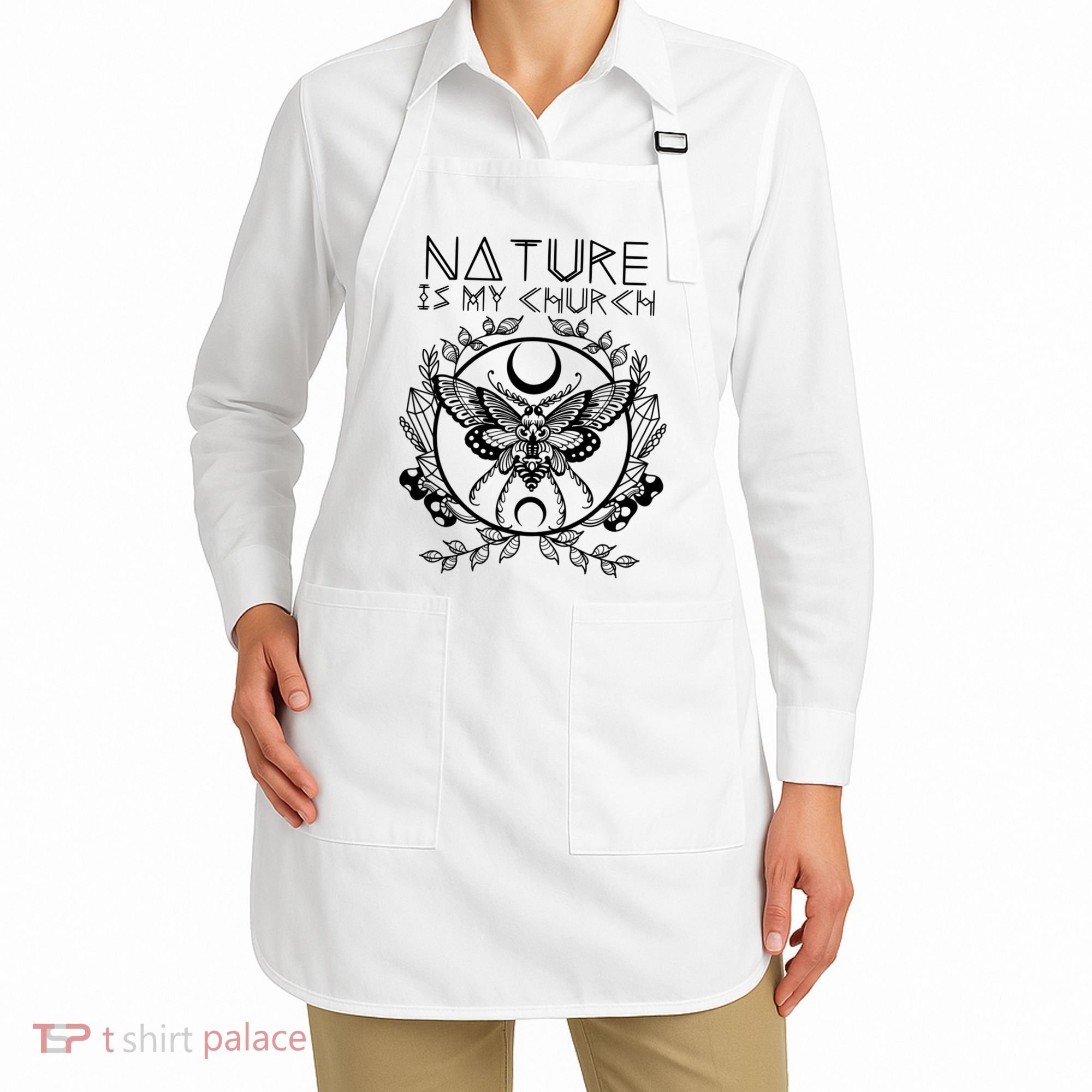 Nature Is My Church Moon Moth Witchcraft Wiccan Witch Apron