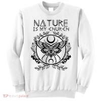Nature Is My Church Moon Moth Witchcraft Wiccan Witch Sweatshirt thumb 0