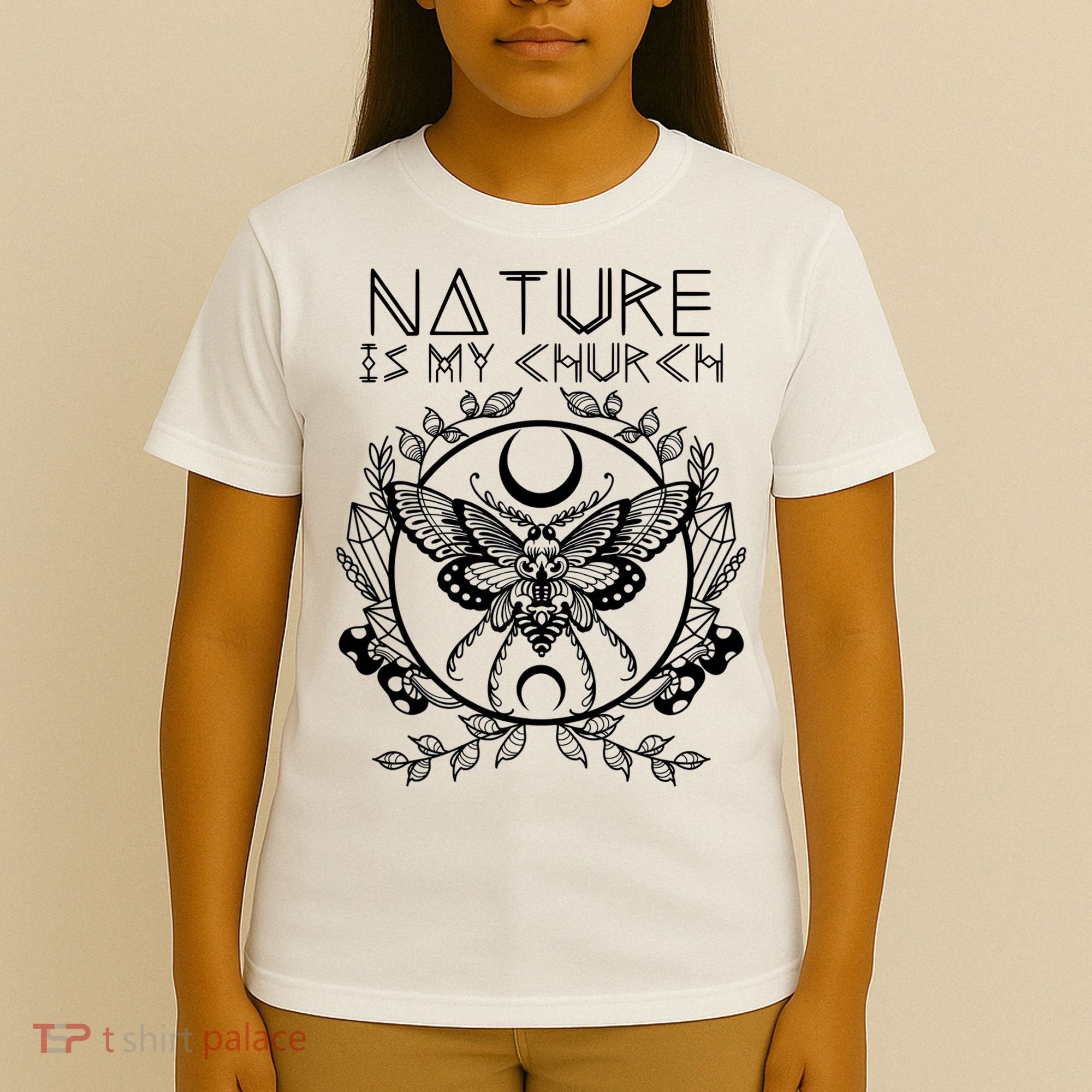 Nature Is My Church Moon Moth Witchcraft Wiccan Witch T-Shirt