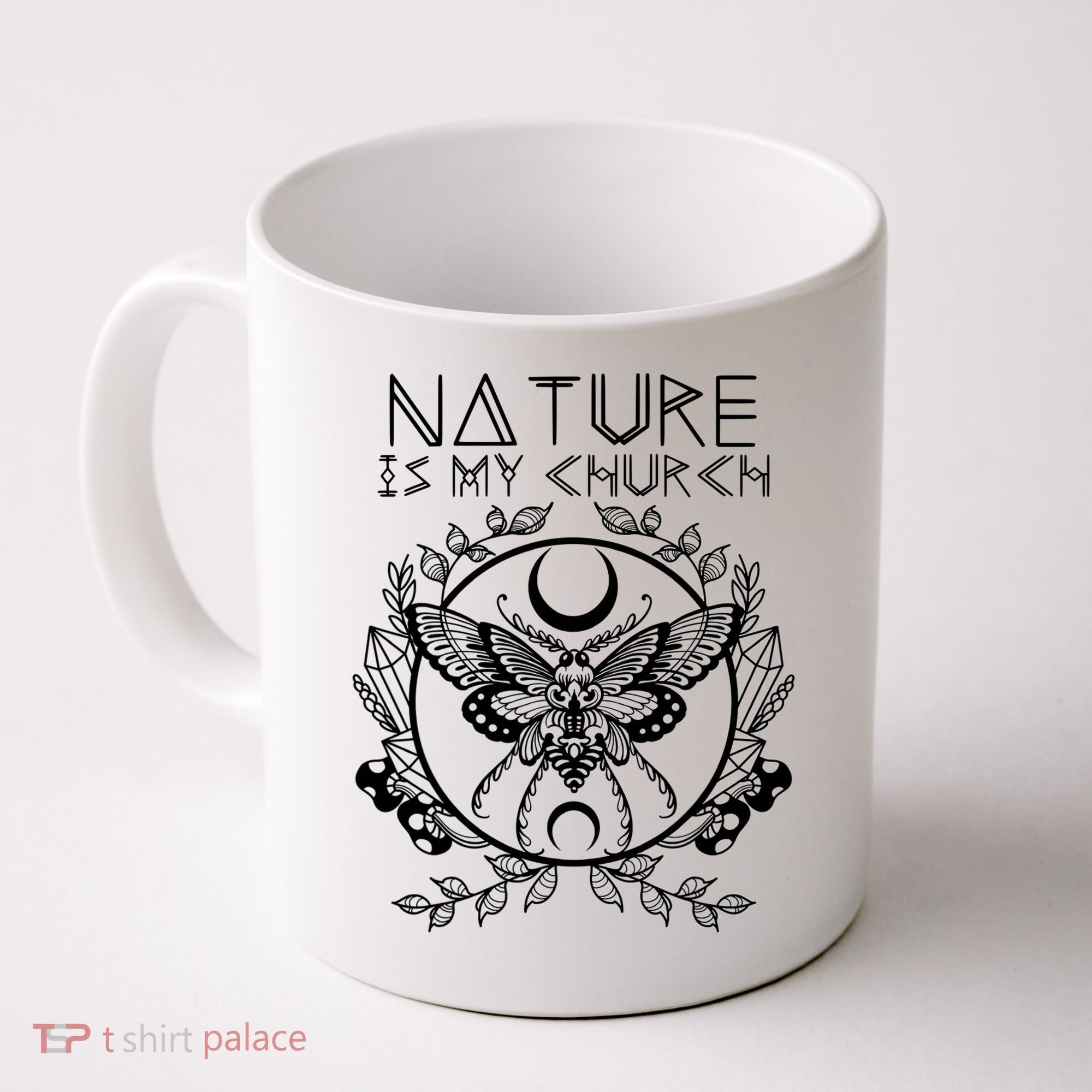 Nature Is My Church Moon Moth Witchcraft Wiccan Witch Coffee Mug