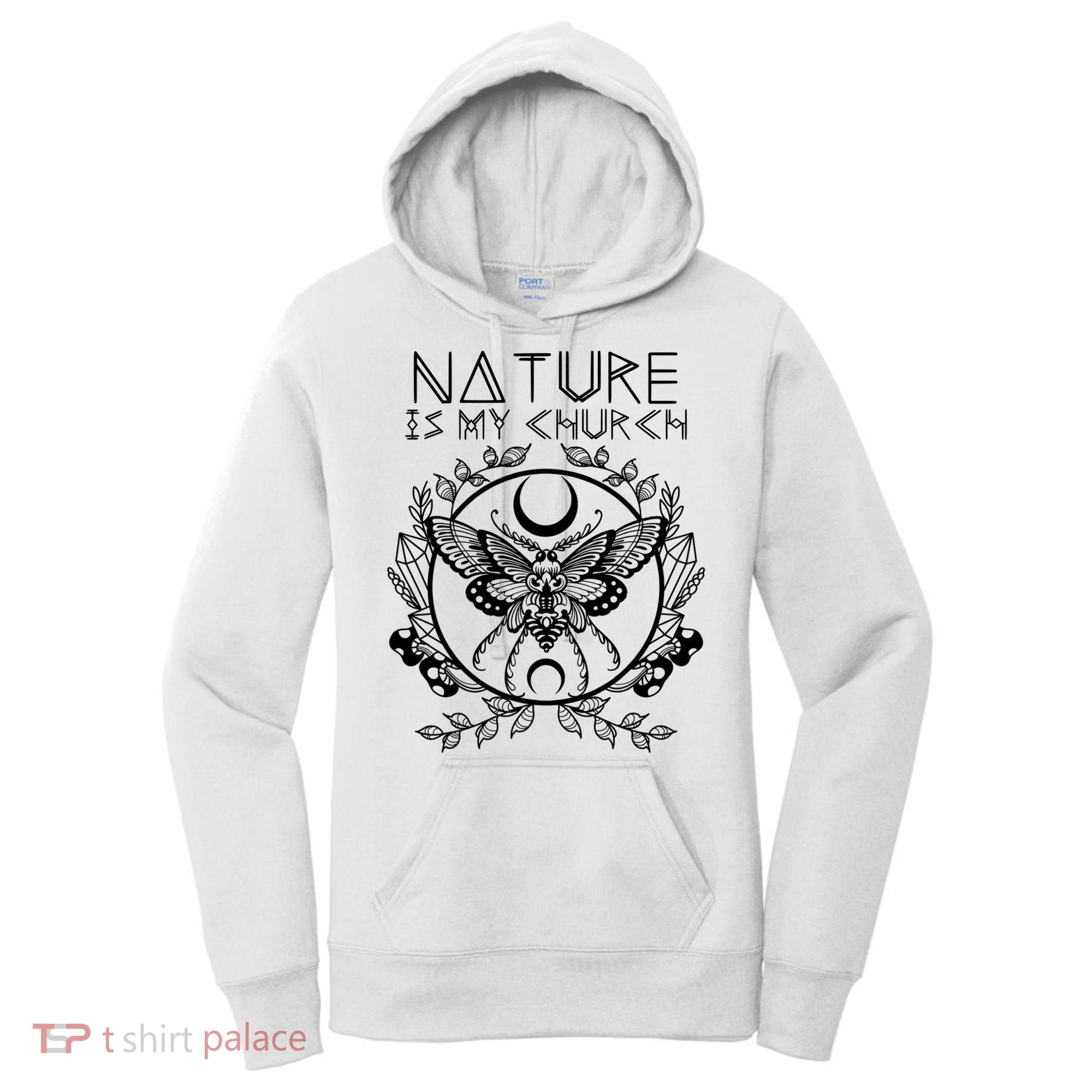 Nature Is My Church Moon Moth Witchcraft Wiccan Witch Women's Hoodie