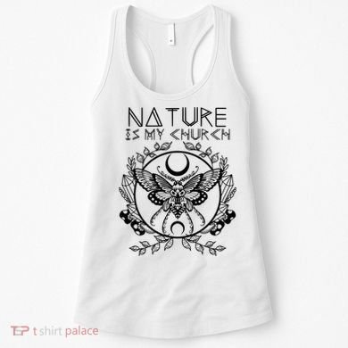 Nature Is My Church Moon Moth Witchcraft Wiccan Witch Women's Tank Top